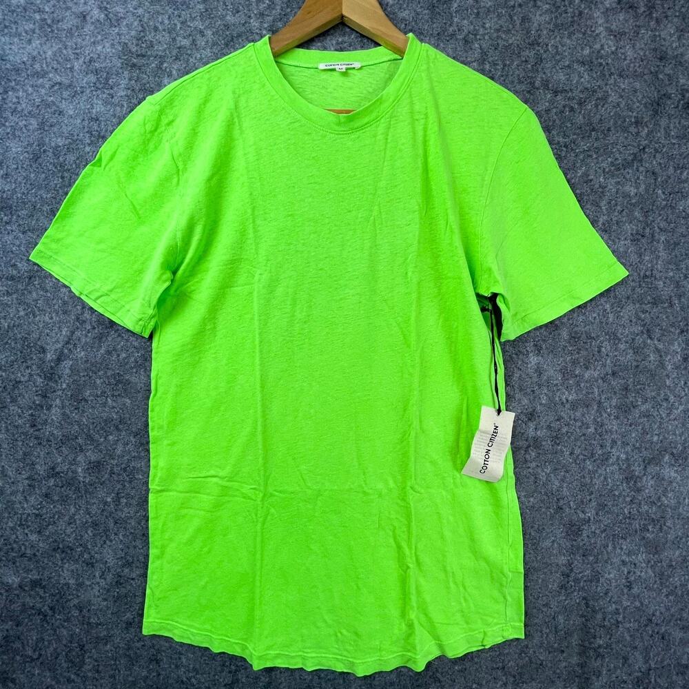 Cotton Citizen John T-Shirt Mens Medium Lime Green Cotton Short Sleeve Hemp‎